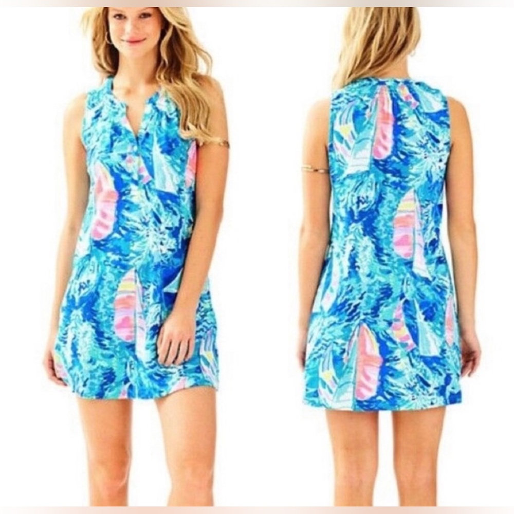 NWT Lilly Pulitzer Sleeveless Essie Dress in Sparkling Blue Hey Bay Bay